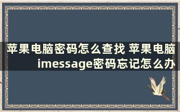 苹果电脑密码怎么查找 苹果电脑imessage密码忘记怎么办